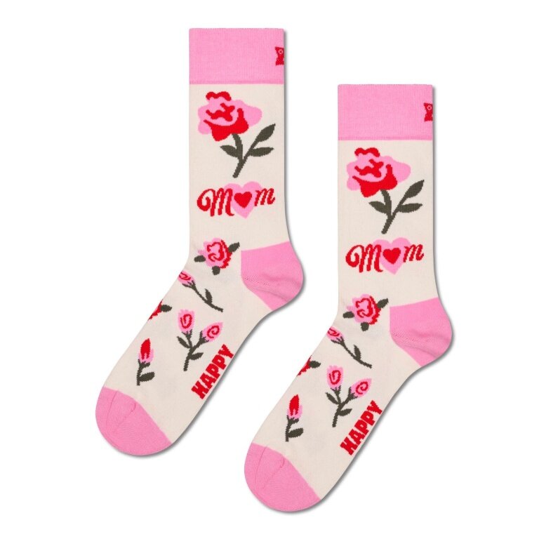 Happy Socks Tagessocke Crew Mom's Flower creamweiss/pink - 1 Paar