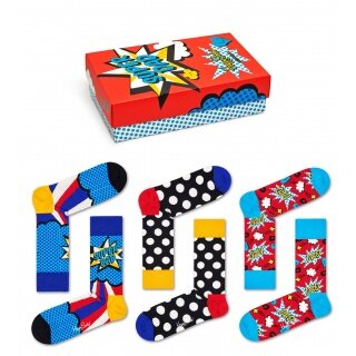 Happy Socks Tagessocke Crew Super Dad rot Geschenkbox - 3 Paar