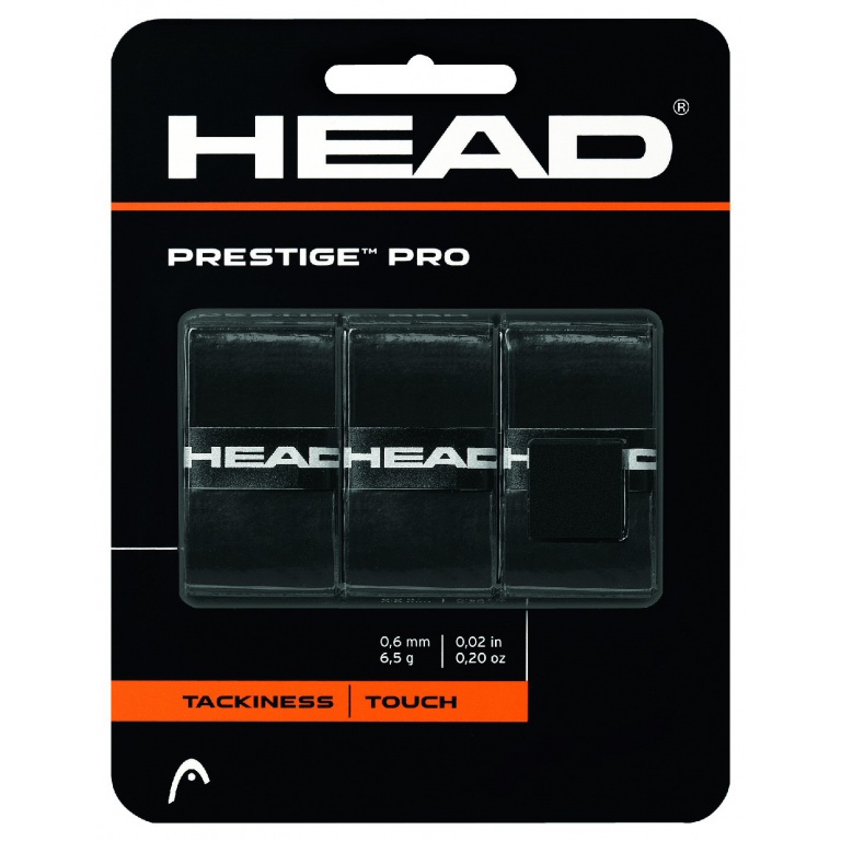 Head Overgrip Prestige Pro (klebrig, glatt) 0.6mm schwarz 3er