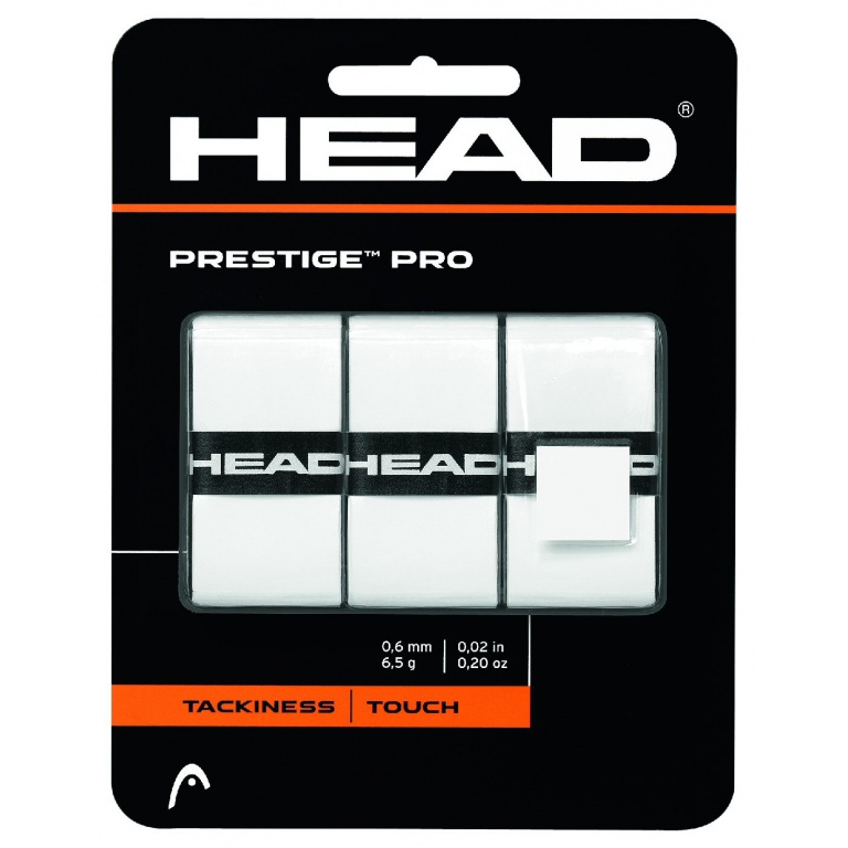 Head Overgrip Prestige Pro (klebrig, glatt) 0.6mm weiss 3er