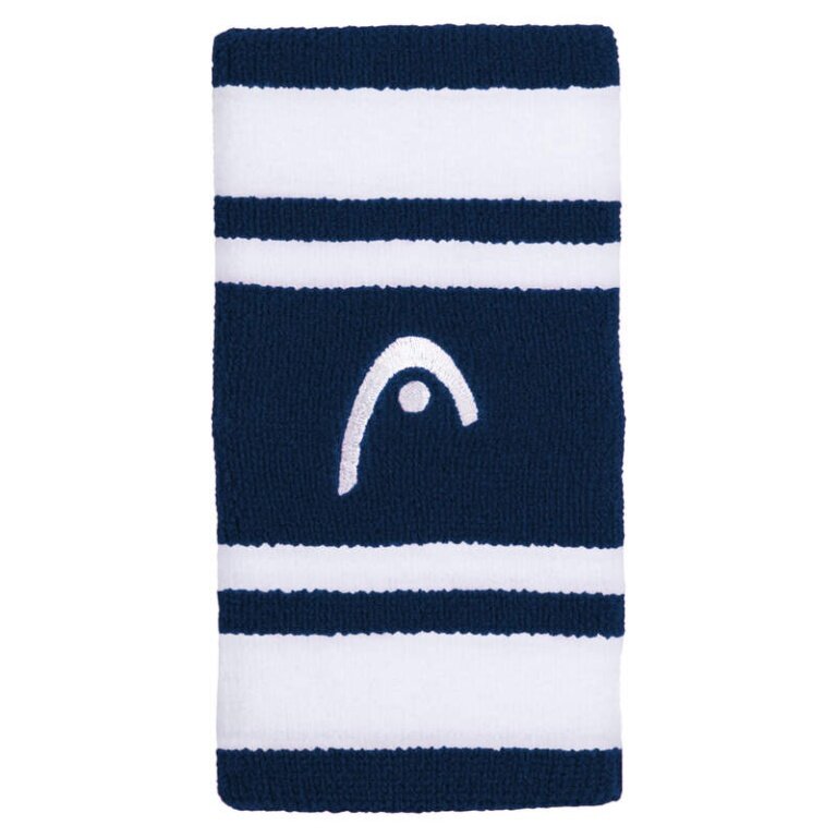 Head Schweissband Handgelenk Jumbo Logo Striped navyblau/weiss - 2 Stück