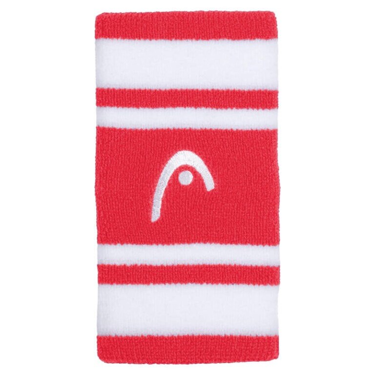 Head Schweissband Handgelenk Jumbo Logo Striped rot/weiss - 2 Stück