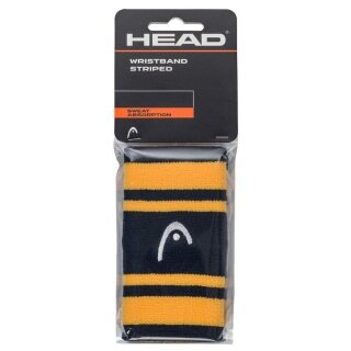 Head Schweissband Striped Handgelenk Jumbo navyblau/gelb - 2 Stück