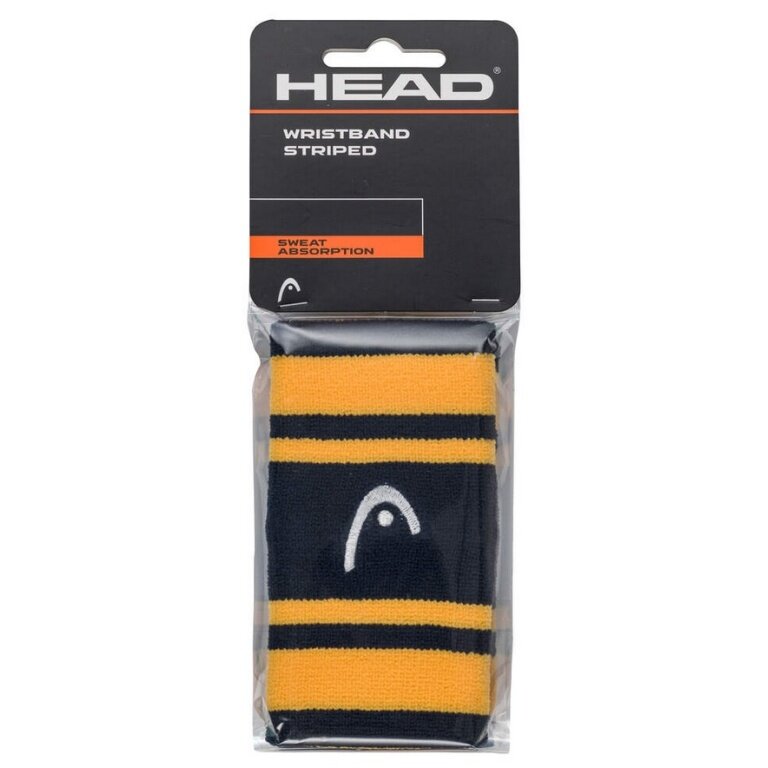 Head Schweissband Striped Handgelenk Jumbo navyblau/gelb - 2 Stück