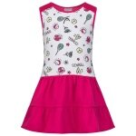 Head Tenniskleid Dress 2023 (separate Innenhose, 100% Baumwolle) weiss/berrypink Kleinkinder