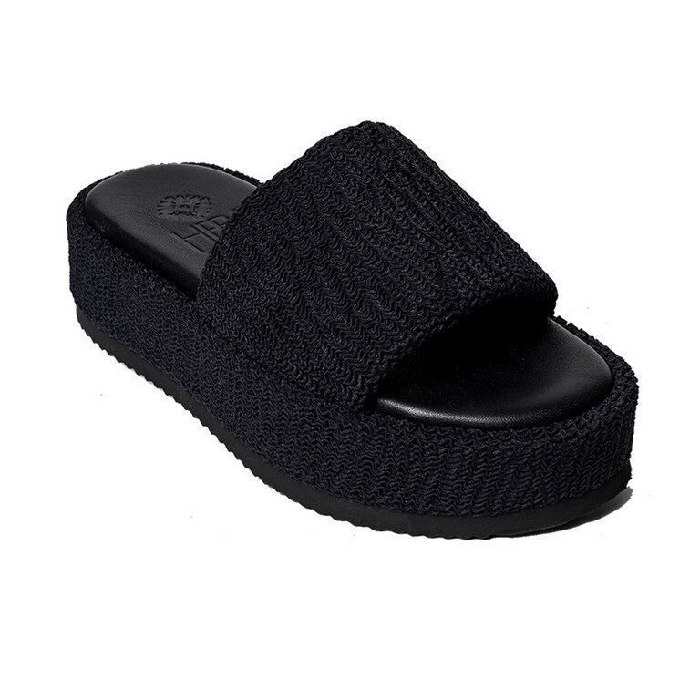 Hebe Athens Sandale Puffy Ibiza Flatform Slide schwarz Damen