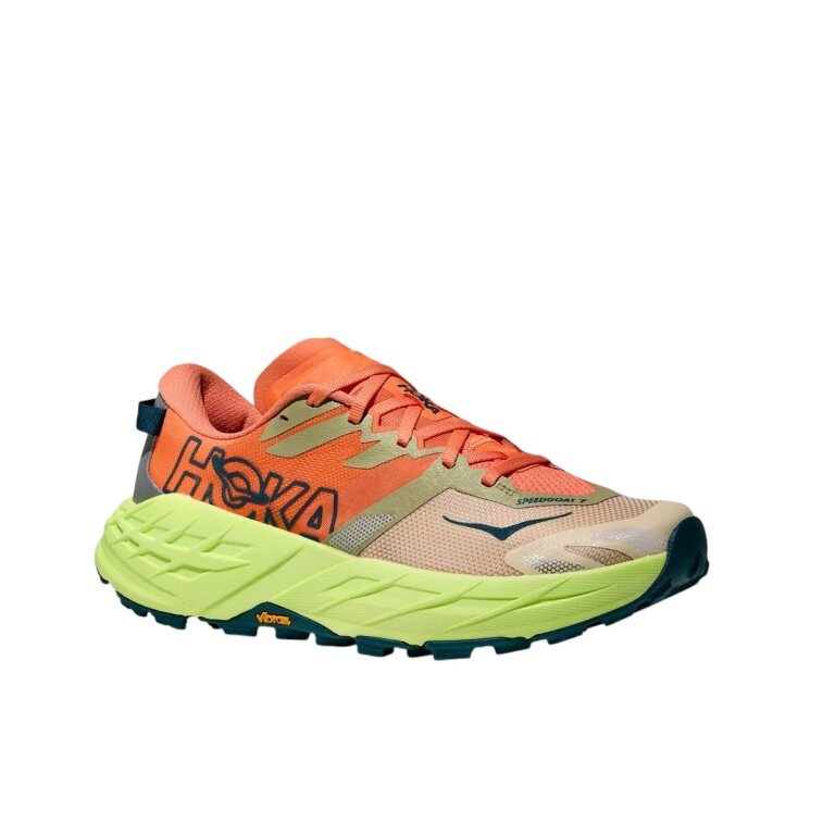 Hoka Trail-Laufschuhe Speedgoat 7 orange/beige/neongrün Damen