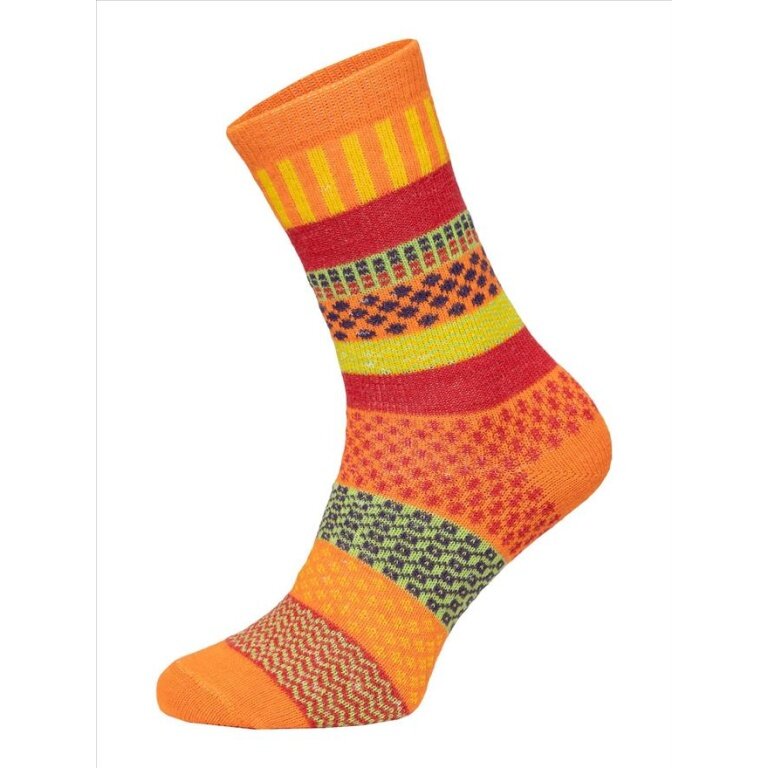 HomeOfSocks Wollsocken Hygge mehrfarbig orange/rot - 1 Paar