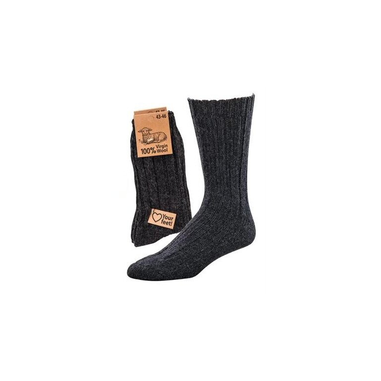 HomeOfSocks Wollsocken 100% Virgin Wool grau - 1 Paar