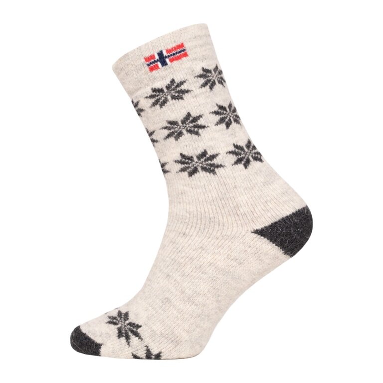 HomeOfSocks Wollsocke Skandinavisch Thick Flag Norwegen ecru/anthrazitgrau - 1 Paar