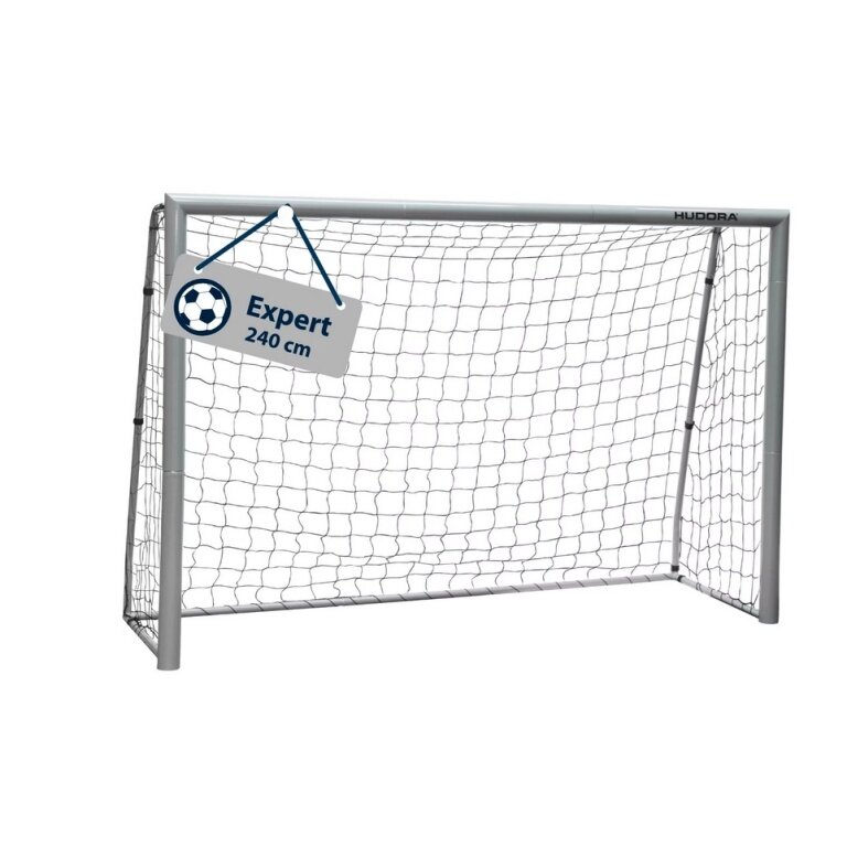 Hudora Fussballtor Expert 240 (stabil, langlebig, wetterbeständig) weiss - 240x160x85cm