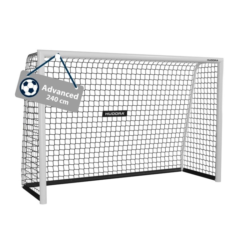 Hudora Fussballtor Advanced 240 (hochwertig, langlebig, einfacher Aufbau) weiss - 240x160x85cm