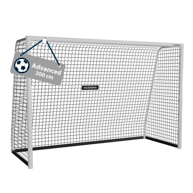 Hudora Fussballtor Advanced 300 (hochwertig, langlebig, einfacher Aufbau) weiss - 300x200x120cm