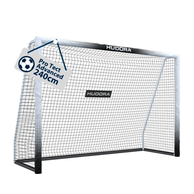 Hudora Fussballtor Pro Tect 240 Advanced (hochwertig, langlebig, einfacher Aufbau) weiss - 240x160x85cm