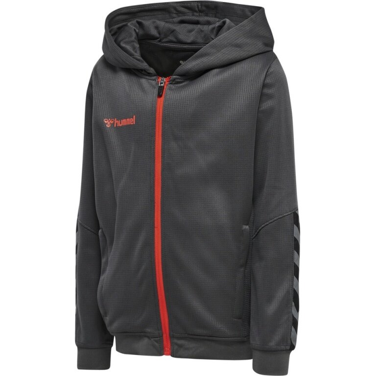 hummel Sport-Kapuzenjacke hmlAUTHENTIC Poly Zip Hoodie (gestrickter Polyester) asphaltgrau Kinder