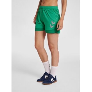 hummel Sporthose hmlLEAD Poly Shorts (Mesh-Stoff, ohne Seitentaschen) Kurz grün Damen