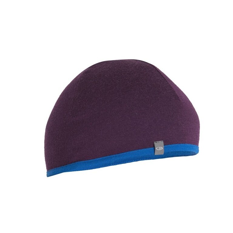 Icebreaker Mütze (Beanie) Pocket Hat Wendemütze (Merinowolle) violett/lazuriteblau - 1 Stück