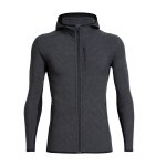 Icebreaker Wander-/Freizeitjacke Descender Zip Hood Jet (Merinowolle, atmungsaktiv) grau/schwarz Herren