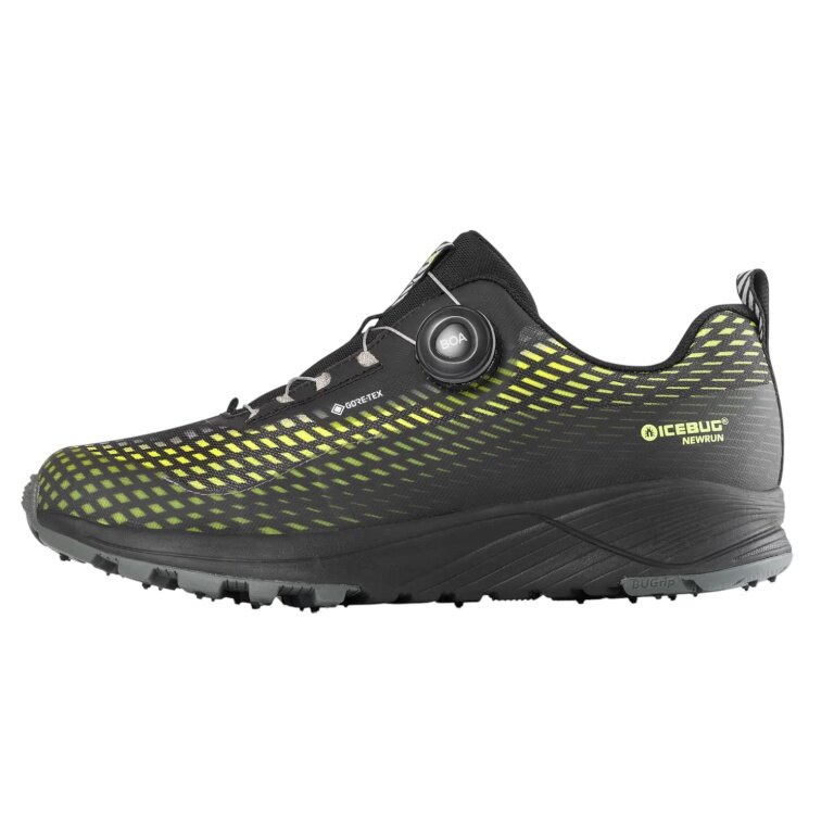 Icebug Winter-Trail-Laufschuhe NewRun BUGrip GTX (BOA® Fit System, wasserdicht, mit Spikes) schwarz/poison Herren