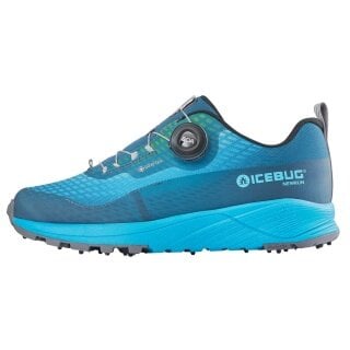 Icebug Winter-Trail-Laufschuhe NewRun BUGrip GTX (BOA® Fit System, wasserdicht, mit Spikes) aquablau/mistblau Damen