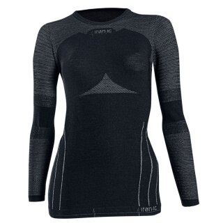 Iron-IC Funktionsunterwäsche Langarmshirt (Merinowolle) Performance schwarz/grau Damen