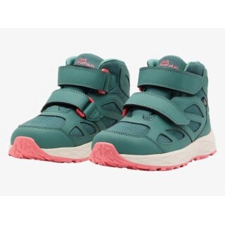 Jack Wolfskin Wanderschuhe Woodland 2 Texapore Mid VC (Klett­ver­schluss, wasserdicht) jade grün Kinder