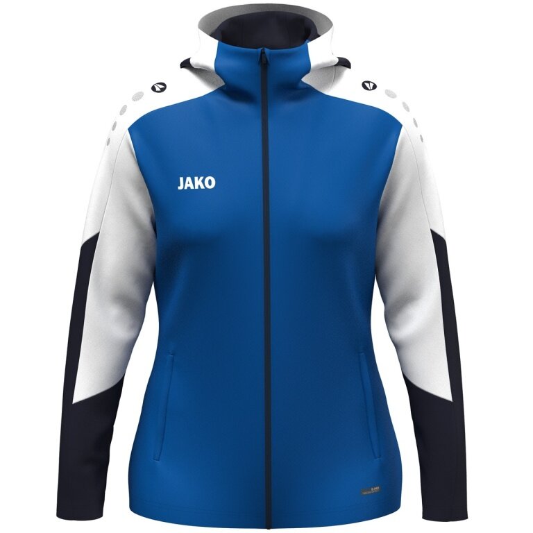 JAKO Kapuzenjacke Dynamic (Polyester-Fleece, Seitentaschen mit Reißverschluss) royalblau/weiss/marineblau Damen