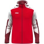 JAKO Kapuzenjacke Dynamic (Polyester-Interlock-Fleece, Seitentaschen mit Reißverschluss) rot/weiss/dunkelrot Kinder