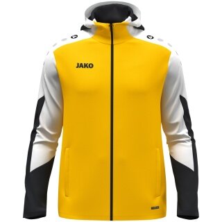 JAKO Kapuzenjacke Dynamic (Polyester-Interlock-Fleece, Seitentaschen mit Reißverschluss) gelb/weiss/schwarz Kinder