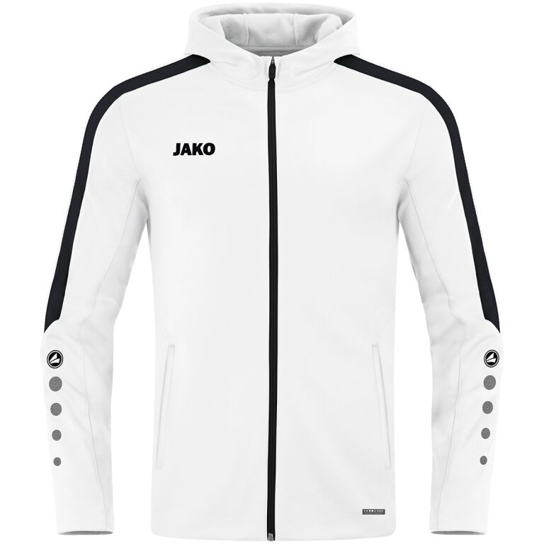 JAKO Kapuzenjacke Power (Polyester-Fleece, Seitentaschen mit Reißverschluss) weiss Kinder