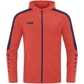 JAKO Kapuzenjacke Power (Polyester-Fleece, Seitentaschen mit Reißverschluss) orange/marineblau Herren