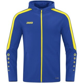 JAKO Kapuzenjacke Power (Polyester-Fleece, Seitentaschen mit Reißverschluss) royalblau/gelb Kinder