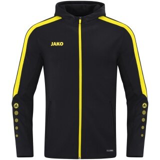 JAKO Kapuzenjacke Power (Polyester-Fleece, Seitentaschen mit Reißverschluss) schwarz/gelb Herren