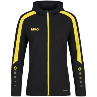 JAKO Kapuzenjacke Power (Polyester-Fleece, Seitentaschen mit Reißverschluss) schwarz/gelb Damen