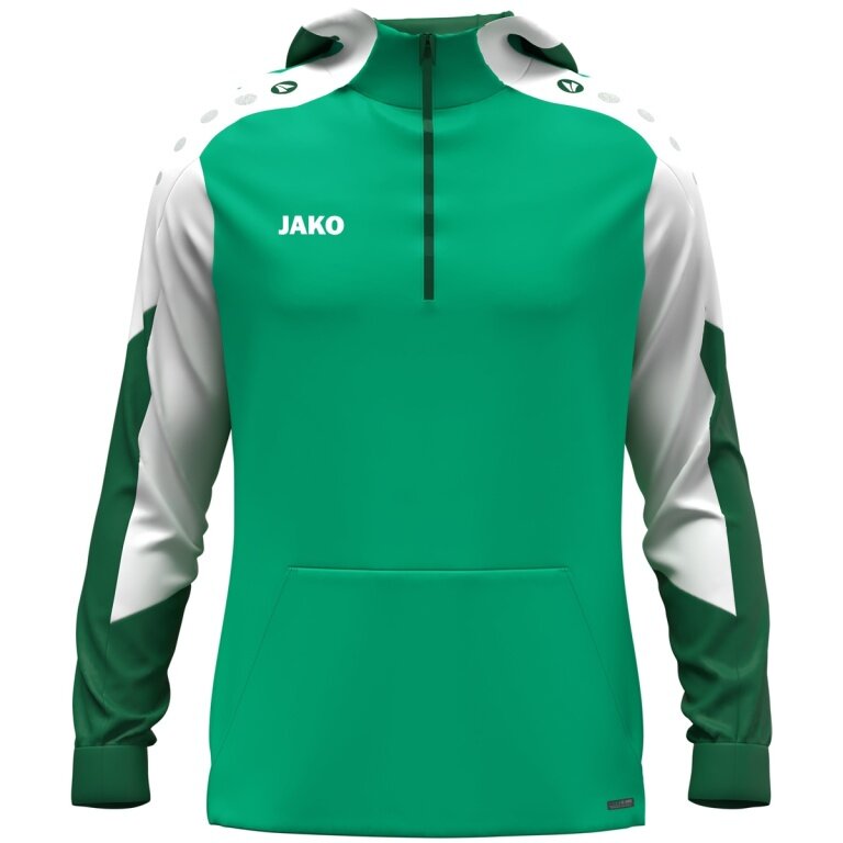 JAKO Kapuzenpullover mit Half-Zip Dynamic (100% rec. Polyester) grün/weiss/dunkelgrün Herren