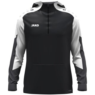 JAKO Kapuzenpullover mit Half-Zip Dynamic (100% rec. Polyester) schwarz/weiss/anthrazitgrau Kinder