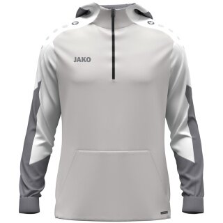 JAKO Kapuzenpullover mit Half-Zip Dynamic (100% rec. Polyester) hellgrau/weiss/grau Kinder