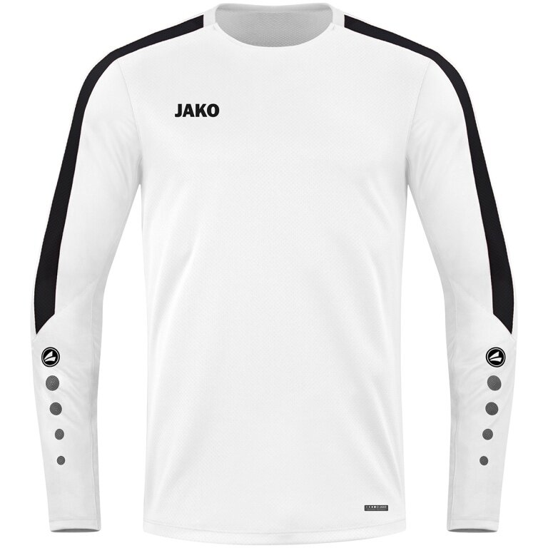 JAKO Sport-Langarmshirt Sweat Power (rec. Polyester, hohe Bewegungsfreiheit) weiss/schwarz Herren