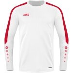 JAKO Sport-Langarmshirt Sweat Power (rec. Polyester, hohe Bewegungsfreiheit) weiss/rot Kinder