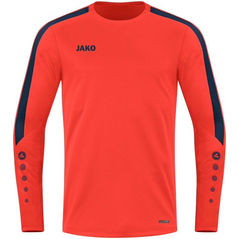 JAKO Sport-Langarmshirt Sweat Power (rec. Polyester, hohe Bewegungsfreiheit) orange/marineblau Kinder