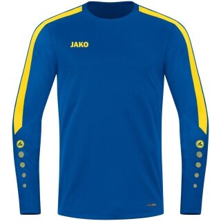 JAKO Sport-Langarmshirt Sweat Power (rec. Polyester, hohe Bewegungsfreiheit) royalblau/gelb Kinder