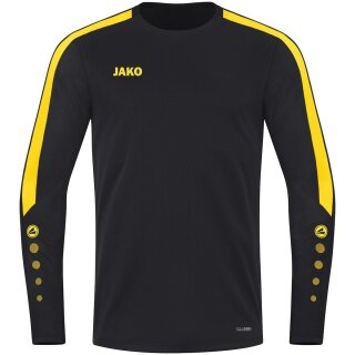 JAKO Sport-Langarmshirt Sweat Power (rec. Polyester, hohe Bewegungsfreiheit) schwarz/gelb Kinder