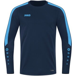 JAKO Sport-Langarmshirt Sweat Power (rec. Polyester, hohe Bewegungsfreiheit) marineblau/skyblau Kinder