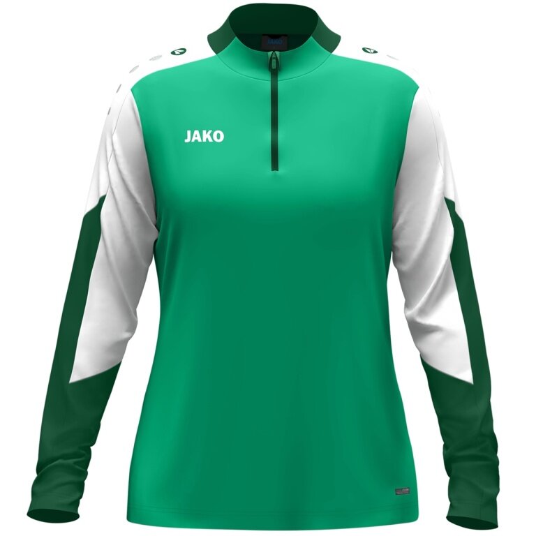 JAKO Langarmshirt Ziptop Dynamic (rec. Polyester, elastisches Material) grün/weiss/dunkelgrün Damen