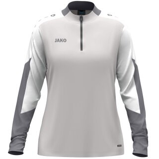 JAKO Langarmshirt Ziptop Dynamic (rec. Polyester, elastisches Material) hellgrau/weiss/grau Damen