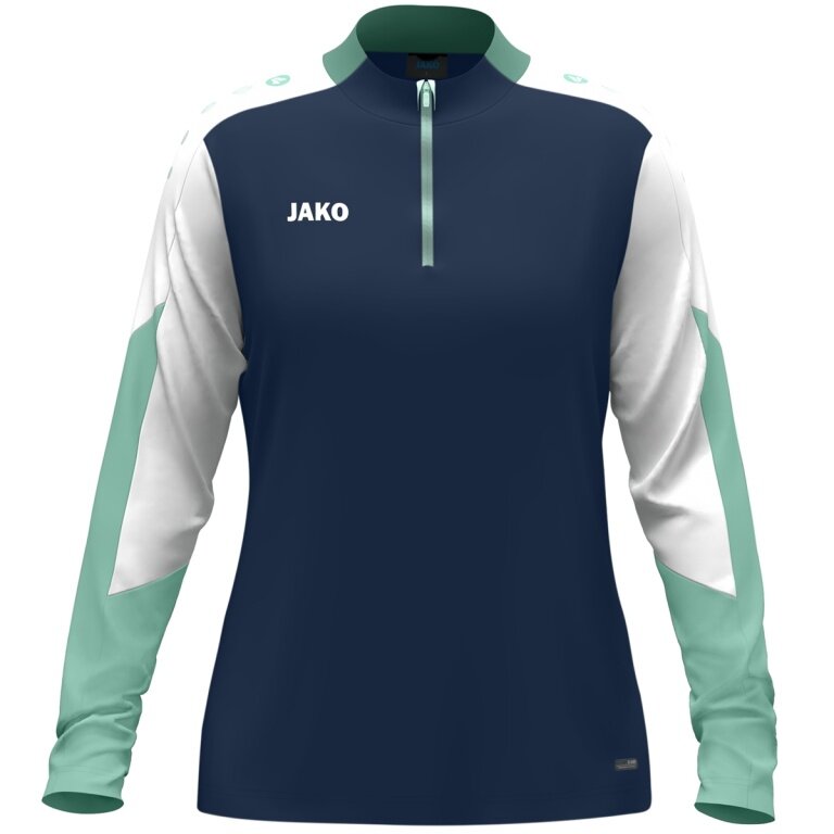 JAKO Langarmshirt Ziptop Dynamic (rec. Polyester, elastisches Material) marineblau/weiss/mintgrün Damen