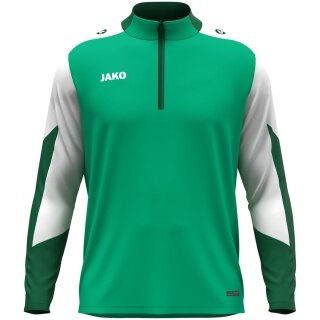 JAKO Langarmshirt Ziptop Dynamic (rec. Polyester, elastisches Material) grün/weiss/dunkelgrün Kinder