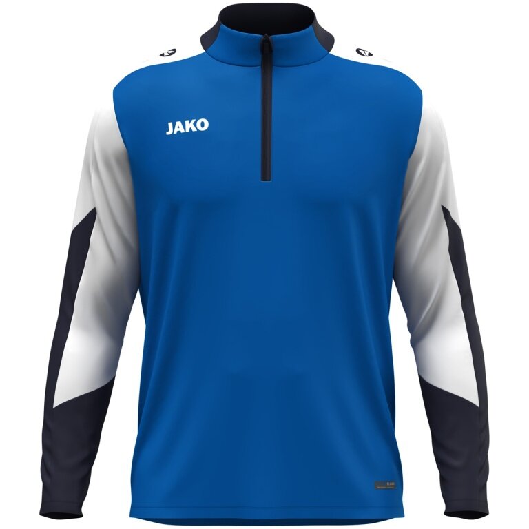 JAKO Langarmshirt Ziptop Dynamic (rec. Polyester, elastisches Material) royalblau/weiss/marineblau Kinder