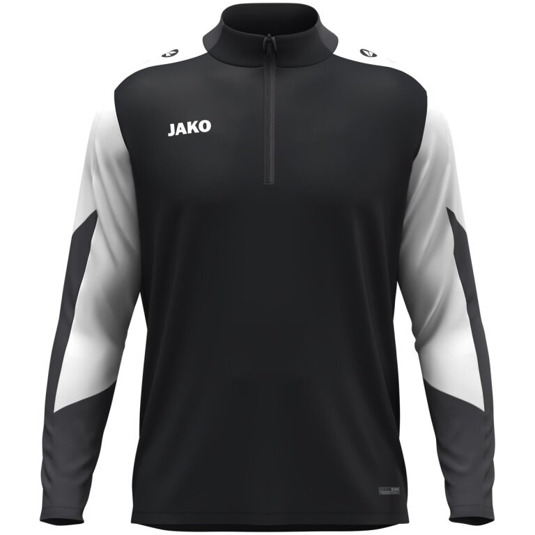 JAKO Langarmshirt Ziptop Dynamic (rec. Polyester, elastisches Material) schwarz/weiss/anthrazitgrau Herren