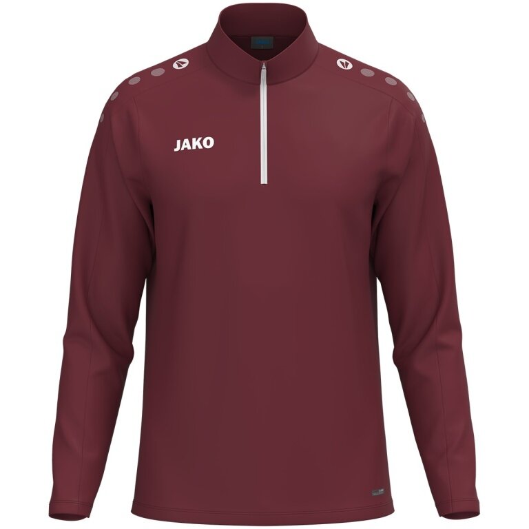 JAKO Langarmshirt Ziptop One (100% rec. Polyester, Innenseite aus Micro-Fleece) bordeauxrot Herren